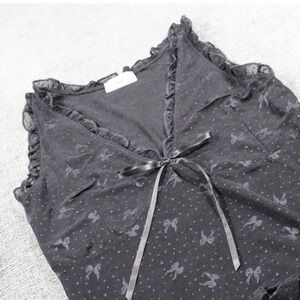 Electric Behaviour Black Mesh Bow Butterfly Ruffle Tank Top Coquette Medium